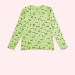 Pantaloons Junior Lime Green Cotton Printed Full Sleeves T-Shirt-image-62