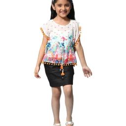 BIBA Girls Multicolor Printed Kaftan Set-image-22