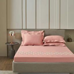 DDECOR Live beautiful Embroidery Coral Pink 210 TC Cotton King  Bedsheet with 2 Pillow Covers-image-45