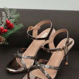 Elle Women's Gun Metal Ankle Strap Stilettos-10