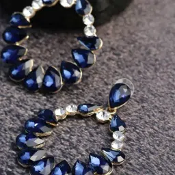 YouBella Collection AAA Swiss Rose-Gold Tone Blue & White Dangler Earrings-image-69