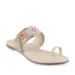 Metro Women's Beige Toe Ring Sandals-picture-2