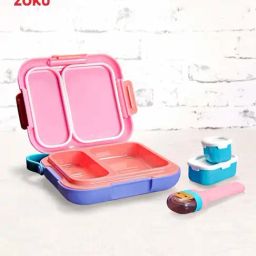 Zoku 2-Piece Multicolor Medium Kids Lunch Box & Pocket Cutlery Set-47