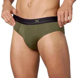 Frenchie Olive Elastane Solid Briefs - Pack Of 2-image-54