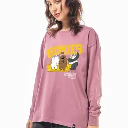 Bewakoof Pink Print Cotton Relaxed Fit T-Shirt-picture-13