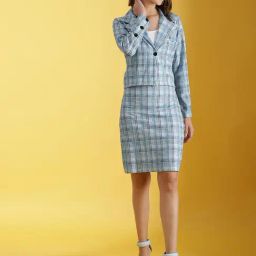 SELVIA White & Blue Checks Co-Ord Set-image-72