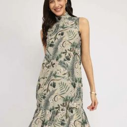 FableStreet Beige Printed Casual dress-image-74