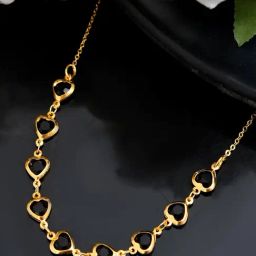 VOJ Black Gold Plated Hear Shaped Stone Chain-image-47
