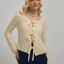 VIRGIO Beige Cotton Self Long Sleeves Top-image-63