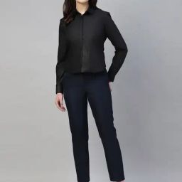 English Navy Black Polyester Solid Shirt-image-30