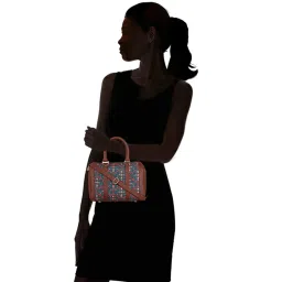 ZOUK Blue Printed Medium Handbag image 2