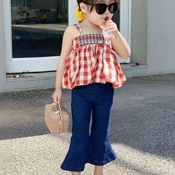 LULU & SKY Girls Checked Top with Trousers-image-31