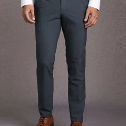 Louis Philippe Navy Slim Fit Texture Trousers-picture-4