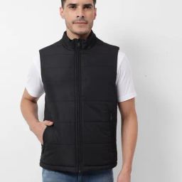 Numero Uno Black Regular Fit Quilted Jacket-image-79