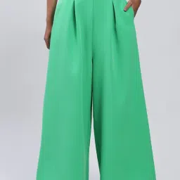 Label Ritu Kumar Green Relaxed Fit Mid Rise Pants-image-67