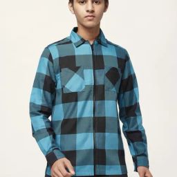 Coolsters by Pantaloons Kids Black & Blue Cotton Chequered Full Sleeves Shirt-picture-37