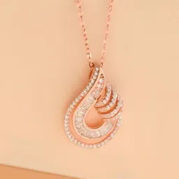 Touch925 Rose Gold Teardrop Pendant Chain Necklace for Women-picture-1