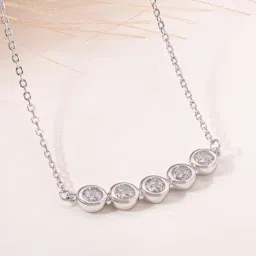 Touch925 Silver Five Stone Bar Chain Necklace for Women-picture-2