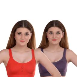AROUSY Orange & Purple Cotton Beginner's Bra - Pack Of 2-picture-47