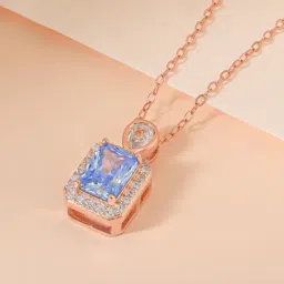 Touch925 Rose Gold Stone Pendant Chain Necklace for Women-picture-7