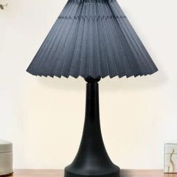 Homesake Grey Metal Bedside Pleated Table Lamp with Shade-image-11