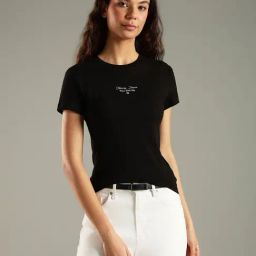 TOMMY HILFIGER Black Slim Fit Cotton T-Shirt-picture-0