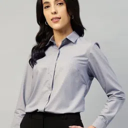 English Navy Smoke Grey Polyester Solid Shirt-picture-49