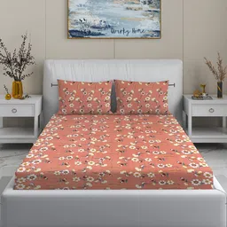 Quirky Home Pink & White Floral 180 TC Queen Bedsheet with 2 Pillow Covers-image-99