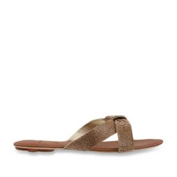 Catwalk Women's Bronze Cross Strap Sandals-image-24