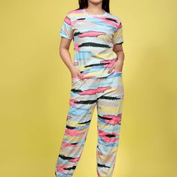 SAKARMAA Printed T-Shirt With Trousers Co-Ords-image-66