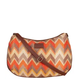 ZOUK Orange Printed Medium Sling Handbag image 1