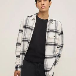 Nuon by Westside White Checkered Relaxed-Fit Cotton Shirt-image-35