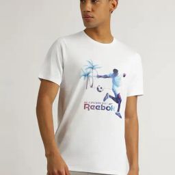 Reebok White Cotton Regular Fit Printed Sports T-Shirt-image-5