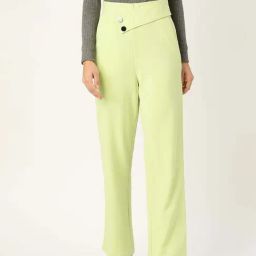 ZASTRAA Green Solid Trousers-image-53