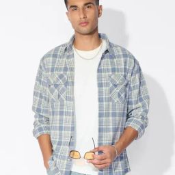 The Souled Store Blue Regular Fit Plaid Shirt-image-96