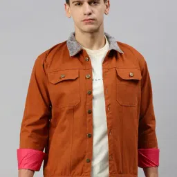 VOXATI Rust Regular Fit Shirt Collar Denim Jacket-80