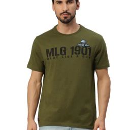 Royal Enfield Military Pride Olive Regular Fit Printed Crew T-Shirt-image-82