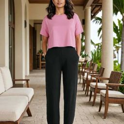 BlissClub Black Plain Mid Rise Pants-image-60