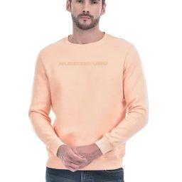 NUMERO UNO Peach Regular Fit Solid Round Neck Brushed Fleece Pullovers Sweatshirt-picture-15