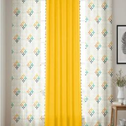 Urban Space Yellow Cotton Classic Curtains for Window - Set of 3-46