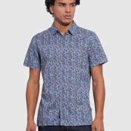 Being Human Blue Cotton Regular Fit Printed Shirt-image-94