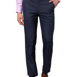 Park Avenue Blue Smart Fit Texture Trousers-image-19