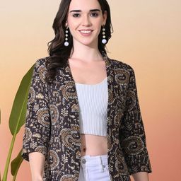 Sangria Floral Printed Open Front Shrug-image-78