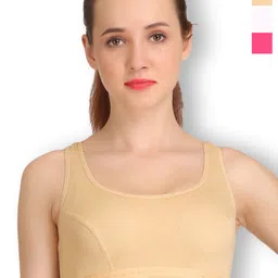 SELFCARE Pack Of 3 Full Coverage Non Padded Activewear Workout Bra - All Day Comfort-image-79