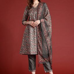 Anouk Floral Printed Kurta Set With Dupatta image 1