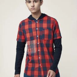 Coolsters by Pantaloons Kids Red & Blue Cotton Chequered Full Sleeves Shirt-image-11