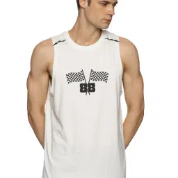 IMPACKT White Slim Fit Printed Cotton Sleeveless Tank T-Shirt-image-19