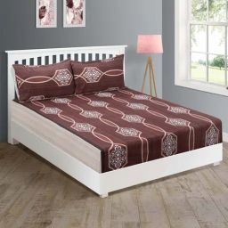 Swayam Zinnia Abstract Maroon 210 TC Cotton King Bedsheet with 2 Pillow Covers-picture-39
