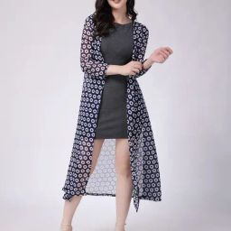 Scorpius Navy & White Printed Long Shrug-29