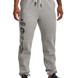 UNDER ARMOUR Grey Cotton Printed Sports Joggers-image-97